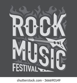 Rock And Roll Music Emblems, Poster, Labels, Design Elements.