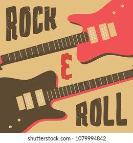 Rock and Roll, Music festival and End of year music party poster design template. Retro modern music poster.