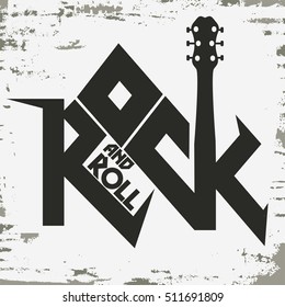 Rock   roll music grunge print  vintage label  rock  music tee print stamp  vector graphic design  t  shirt print lettering artwork