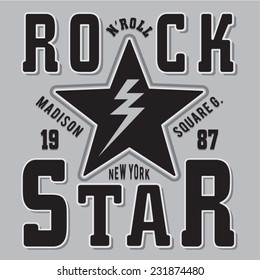 Rock and roll music typography, t-shirt graphics, vectors