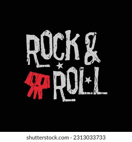 rock and roll music. Vintage design. Grunge background. Skull typography, t-shirt graphics, print