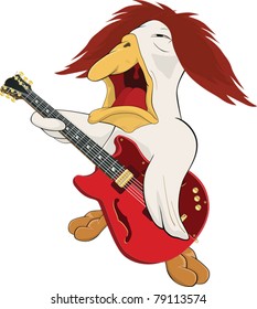 Rock and roll musician. Cock the guitarist. Cartoon