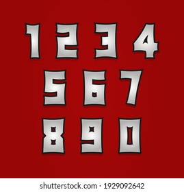 Rock and Roll number set. Classic, retro vintage 1970s design. Vector font for rock music poster, vintage label and more