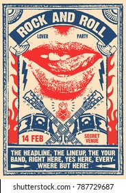 Rock And Roll Party Lover Poster Flyer Template