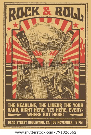 rock roll party poster flyer template stock vector royalty free