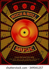 Rock and roll party poster with text in background abstract laser light