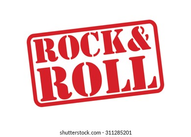 ROCK AND ROLL red Rubber Stamp Vector over a white background.