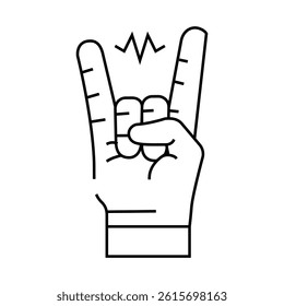 rock and roll retro music line icon vector. rock and roll retro music sign. isolated contour symbol black illustration