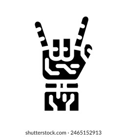 rock and roll robot hand gesture glyph icon vector. rock and roll robot hand gesture sign. isolated symbol illustration