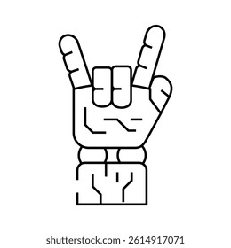 rock and roll robot hand gesture line icon vector. rock and roll robot hand gesture sign. isolated contour symbol black illustration