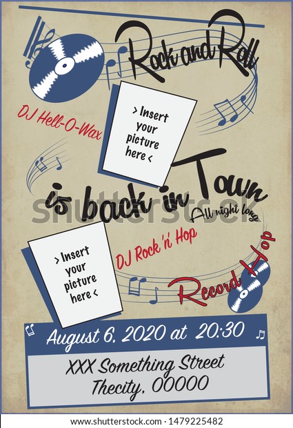Rock Roll Rockabilly Party Flyer Vintage Stock Vector (Royalty Free ...