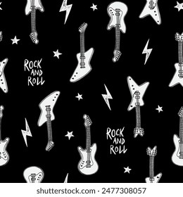 Rock and Roll Seamless Repeat Pattern. Rock Music Seamless Pattern