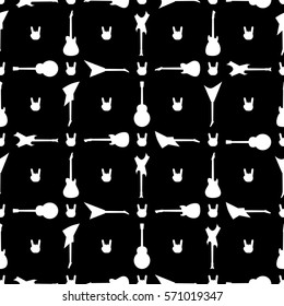 Rock and roll sign and electric guitars seamless pattern
