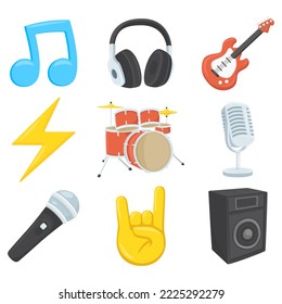 Rock And Roll Sign Emoji Icon Illustration. Music Instruments Vector Symbol Emoticon Design Clip Art Sign Comic Style.