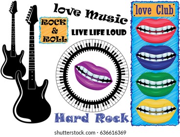 Rock and Roll sign. Rock festival poster. Slogan graphic for shirt