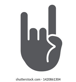 Rock and roll sign glyph icon, music and hand, heavy metal gesture sign, vector graphics, a solid pattern on a white background, eps 10.