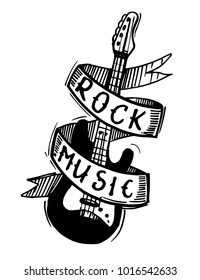 Rock and roll  sign. Hand drawn illustration converted to vector