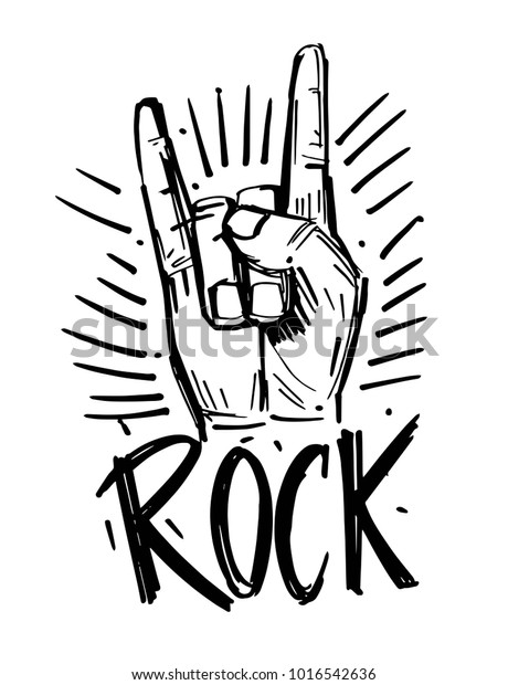 Rock Roll Sign Hand Drawn Illustration Stock Vector (Royalty Free ...
