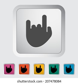 Rock and roll sign. Single flat icon on the button. Vector illustration.