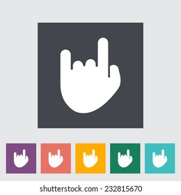 Rock and roll sign. Single flat icon on the circle. Vector illustration.