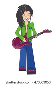 Rock and roll singer with electric guitar in hands