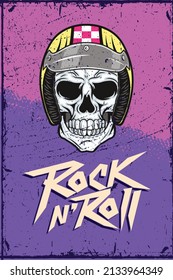 rock and roll and skull patch