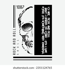 Rock and roll, skull t-shirt and apparel design