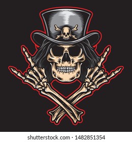 rock and roll skull vector logo