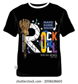 rock  roll slogan tee graphic typography for print t shirt illustration vector art vintage