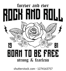 Rock and Roll slogan typography, t-shirt graphics, vectors