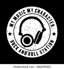 rock and roll station design for print t shirt and more 