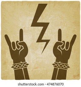 rock and roll symbol old background. concept of rock festival. vector illustration - eps 10
