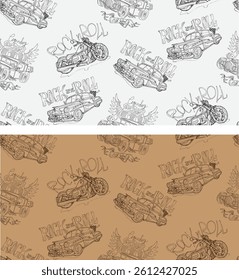 Rock and Roll text lettering. 100% hand drawn vector image.