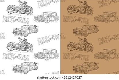 Rock and Roll text lettering. 100% hand drawn vector image.