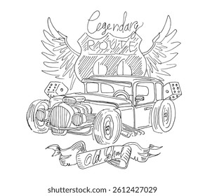 Rock and Roll text lettering. 100% hand drawn vector image.