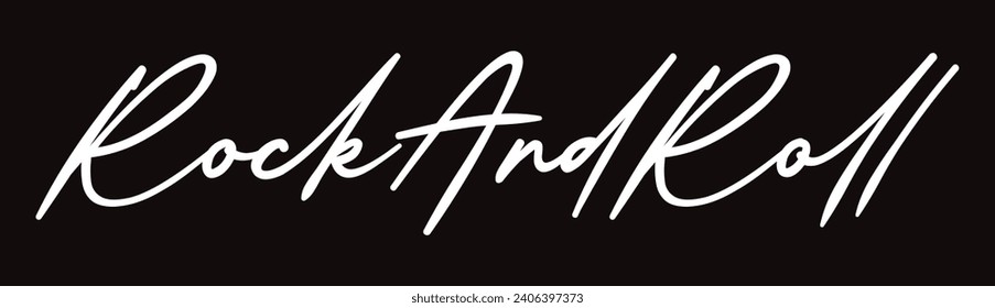 rock and roll text on black background.