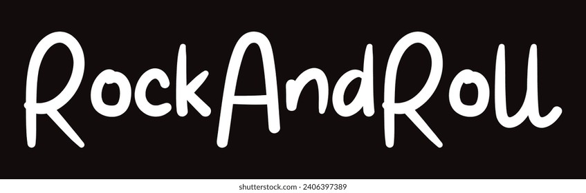 rock and roll text on black background.