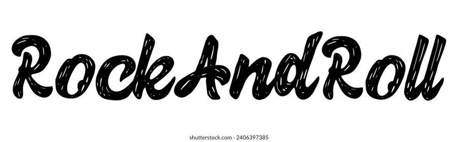 rock and roll text on white background.