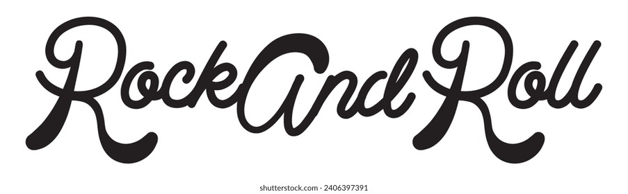 rock and roll text on white background.
