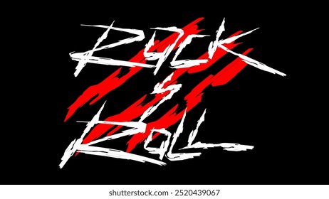 Rock and roll text typography brush style font type letterning hand drawn 