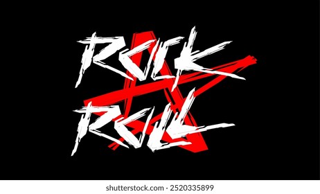 Rock and roll text typography music lettering design 