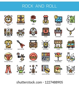 Rock and Roll , Thin Line and Pixel Perfect Icons