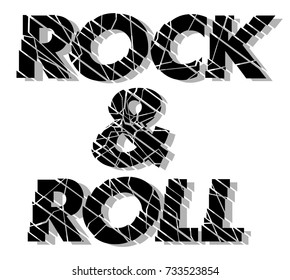 rock and roll typography break out on white background