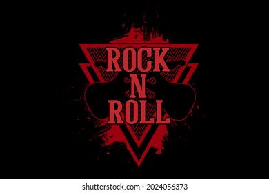 diseño de tipografía rock and roll con guitarra