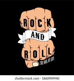 rock and roll typography design for print t shirt and more 