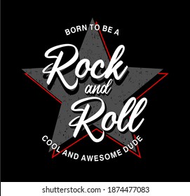 rock and roll typography design for print t shirt and more