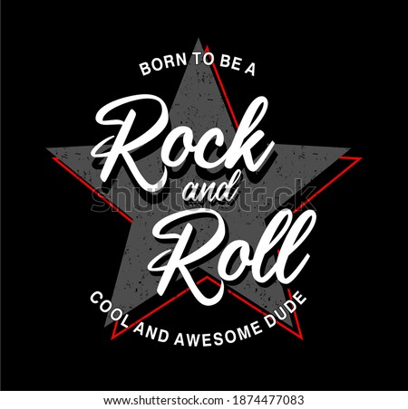 rock and roll typography design for print t shirt and more