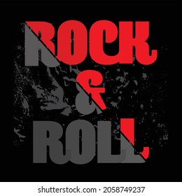 Rock and Roll typography design t-shirt print, vector illustration