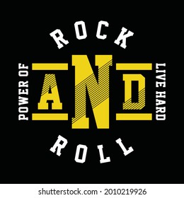 Rock and roll, typography graphic design, for t-shirt prints, vector illustration