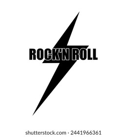 Rock and roll typography lightning, vector art illustration.